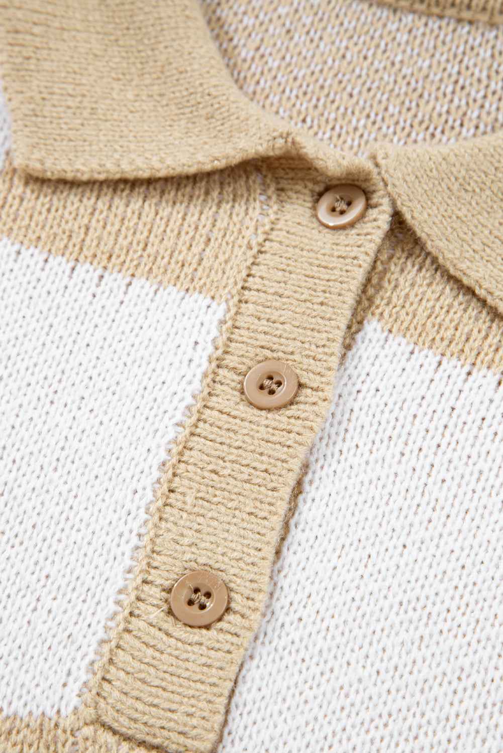Mist Green Checkered V-Neck Collared Pullover Sweater