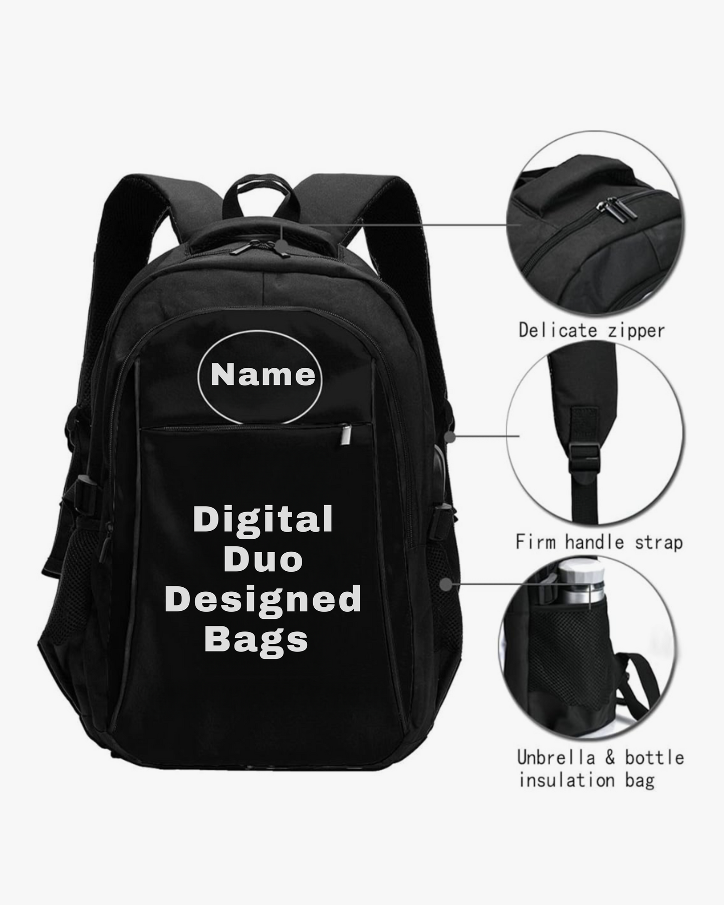 Graphic Custom Backpack Travel Cell Port Luggage Strap Backpack Large-capacity for Women Men Customize Casual Travel Laptop