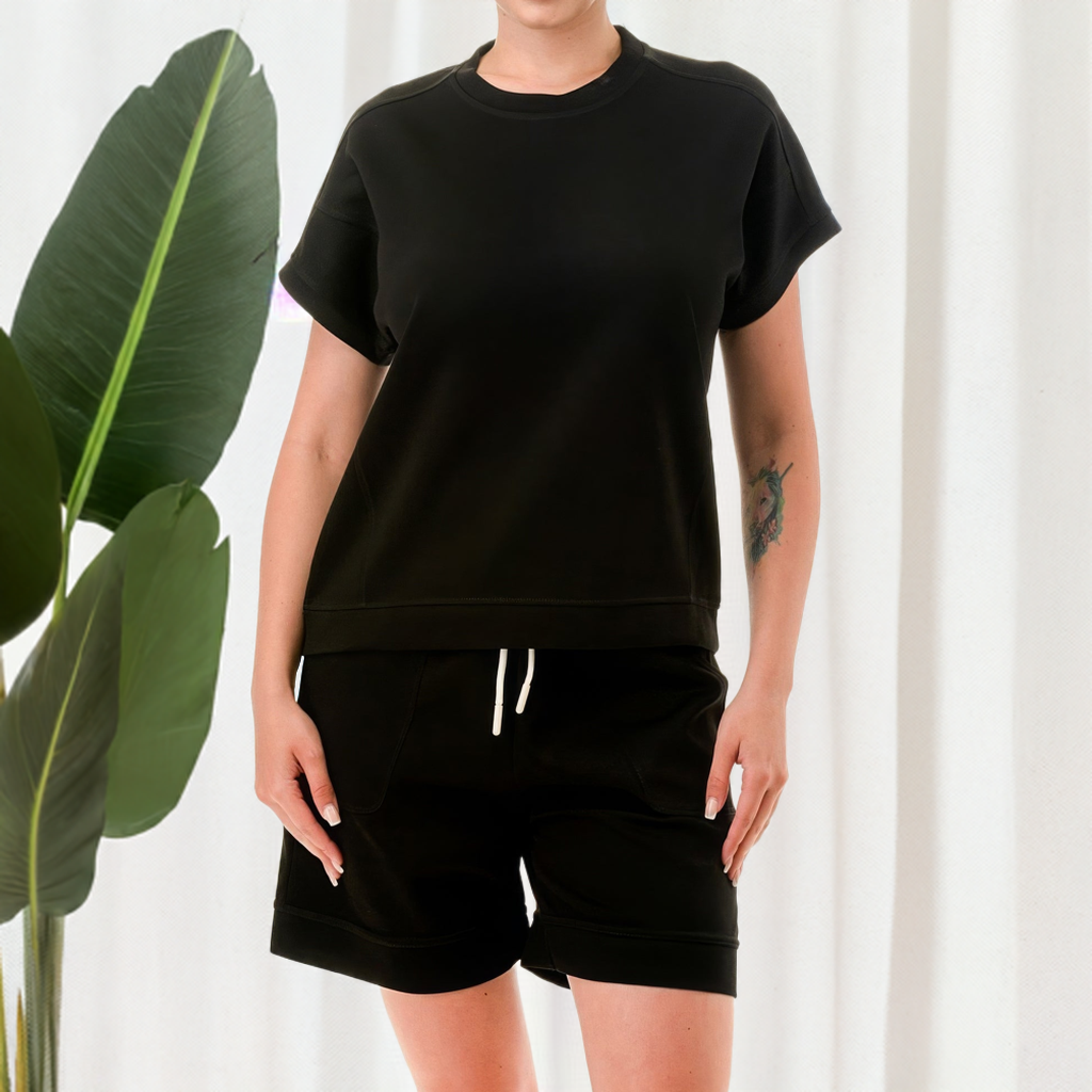 Air Cotton Monochrome Tee And Shorts Set