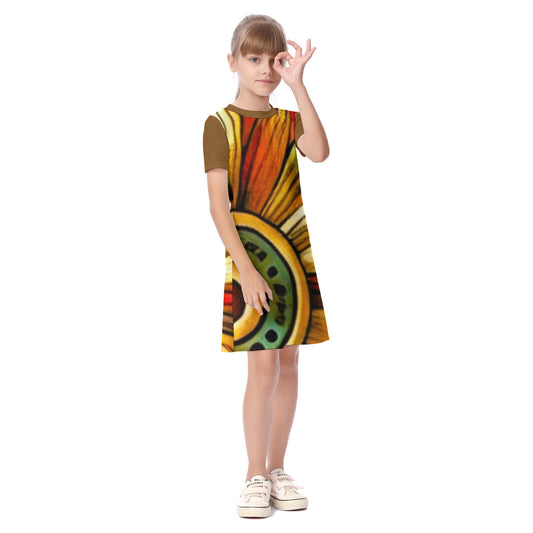 Kids Stripes Print Kid's Short Sleeve Dress
