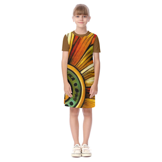 Kids Stripes Print Kid's Short Sleeve Dress