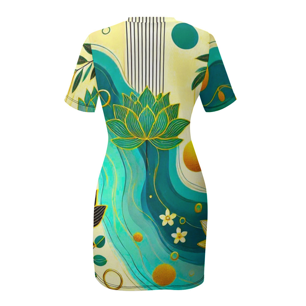 Crew Neck Short Sleeve Dress