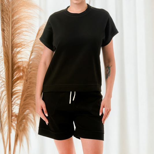 Air Cotton Monochrome Tee And Shorts Set