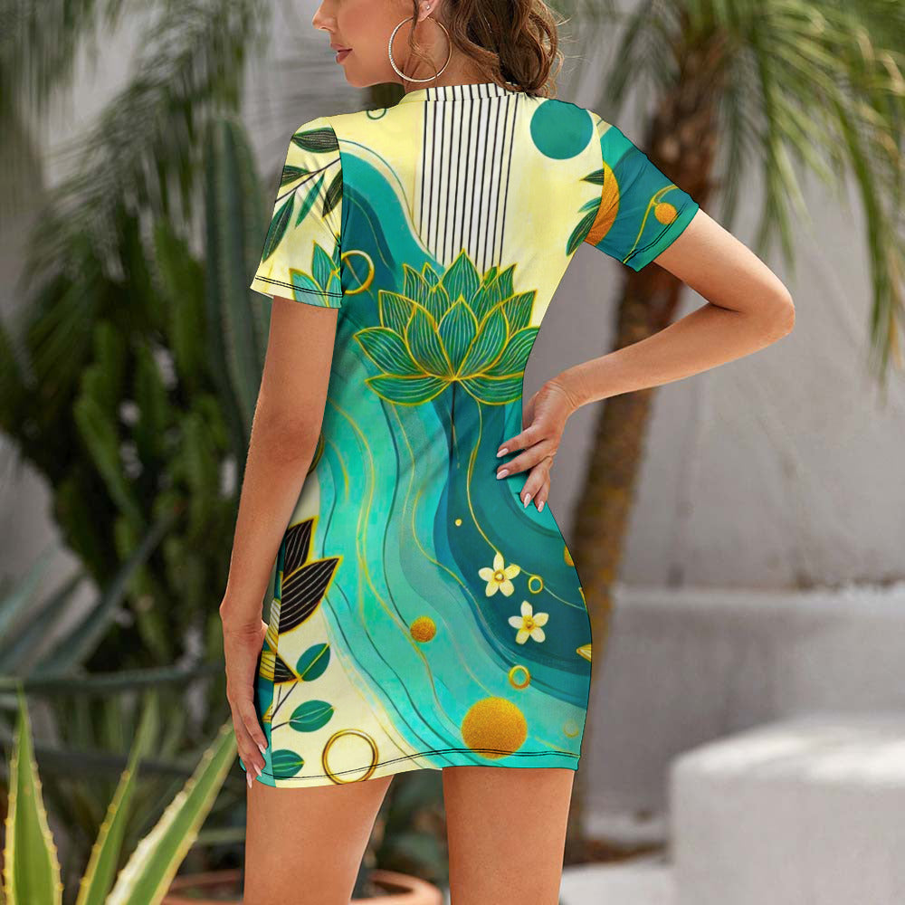 Crew Neck Short Sleeve Dress